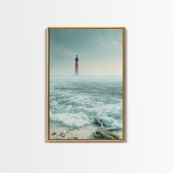 Dramatic Lighthouse in Distant Spray Canvas Print, Seascape Art, Original Painting, Coastal Decor, Abstract Art, Seascape, SEA-2x3-62