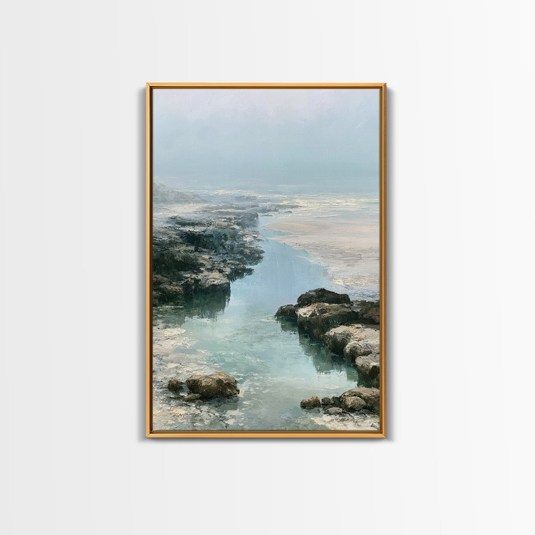 Rocky Tidepool with Reflections Canvas Print, Seascape Art, Printable Art, Coastal Decor, Fine Art, Seascape, Beach Decor, SEA-2x3-91