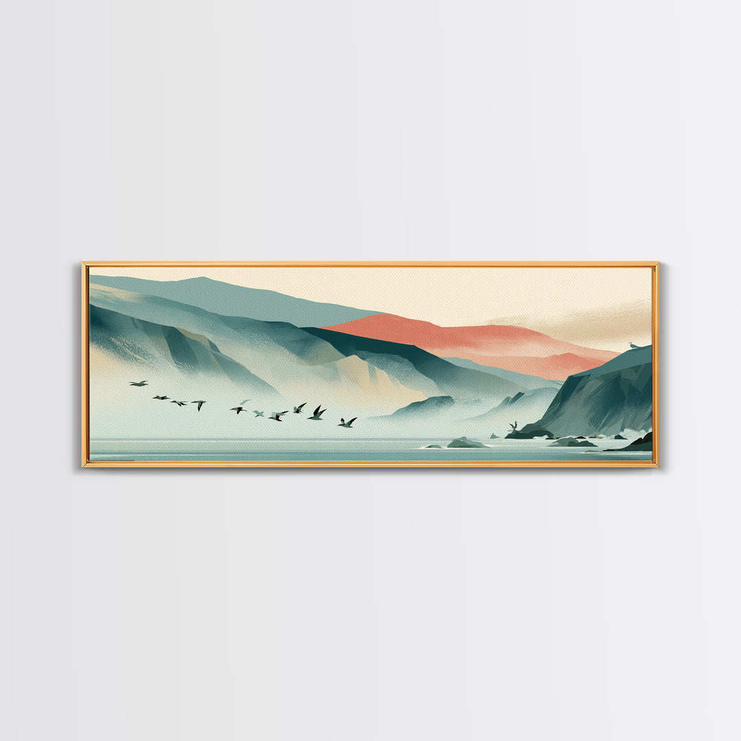 Misty Sea Cliffs Canvas Print, Seascape Art, Living Room Decor, Coastal Decor, Fine Art, Seascape, Gallery Decor, Wall Decor, SEA-3x1-21