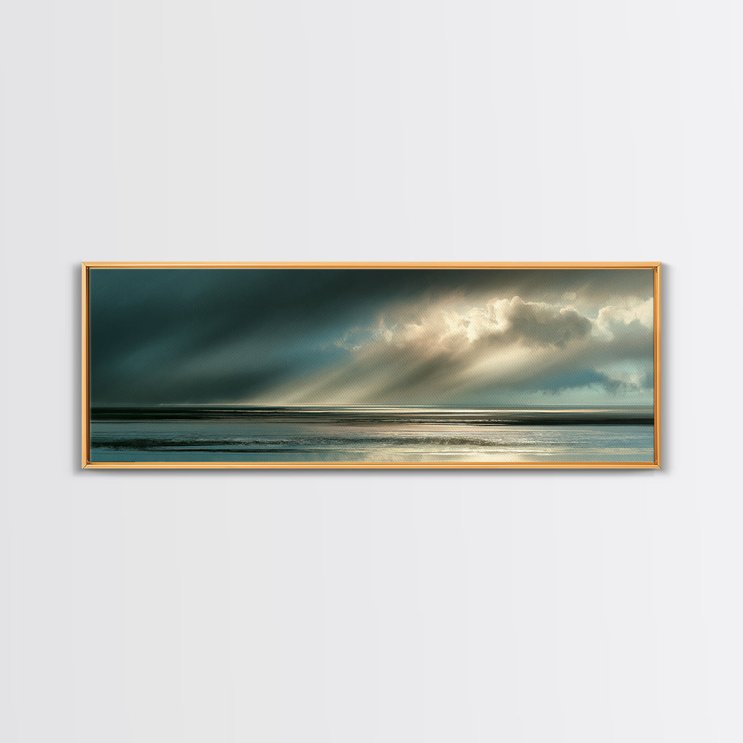 Rain over Ocean with Blurred Horizon Canvas Print, Seascape Art, Beach Decor, Coastal Decor, Seascape, Minimalist Decor, SEA-3x1-36