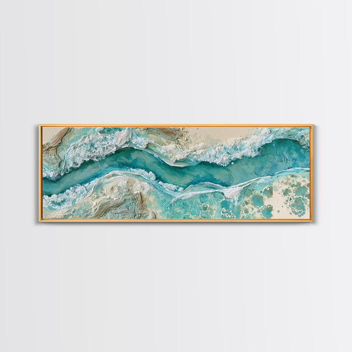 Aerial Reef Water Canvas Print, Seascape Art, Gallery Decor, Coastal Decor, Fine Art, Seascape, Contemporary Art, Wall Art, SEA-3x1-40