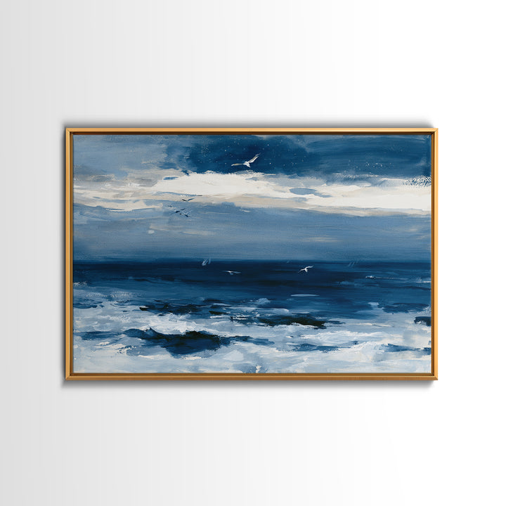 Deep Indigo Night Sea Canvas Print, Seascape Art, Abstract Art, Coastal Decor, Seascape, Nautical Decor, Coastal Wall Art, SEA-3x2-1