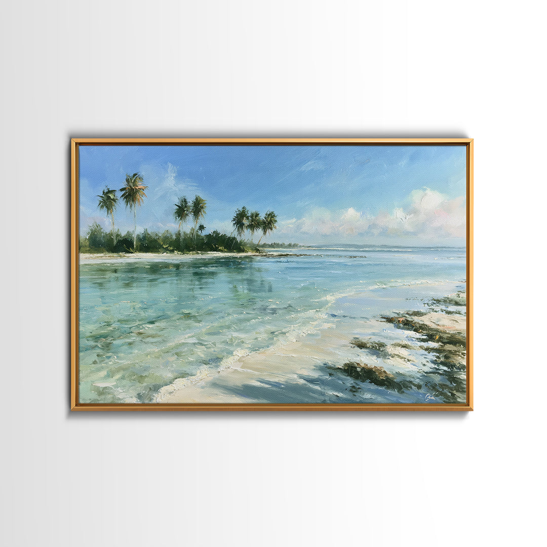 Tropical Lagoon with Transparent Shallows Canvas Print, Seascape Art, Abstract Art, Coastal Decor, Fine Art, Seascape, SEA-3x2-38