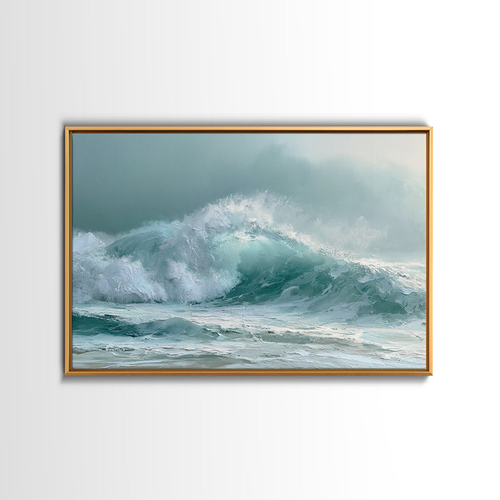 Wild Atlantic Wave Framed Canvas Print, Seascape Art, Living Room Wall Art, Coastal Decor, Seascape, Statement Artwork, SEA-3x2-69