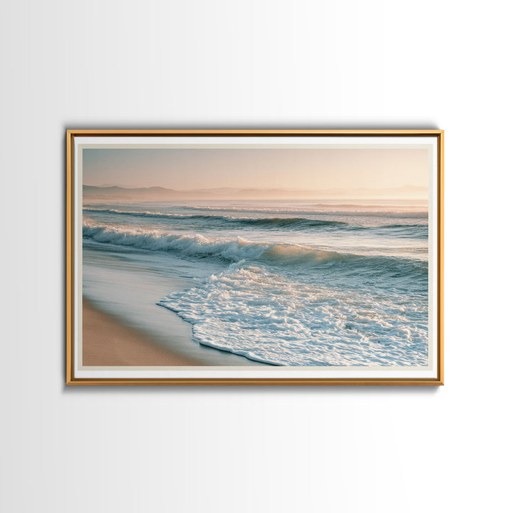 Mediterranean Harbor at Dawn Framed Canvas Print, Seascape Art, Digital Print, Coastal Decor, Oil Painting, Seascape, SEA-3x2-74