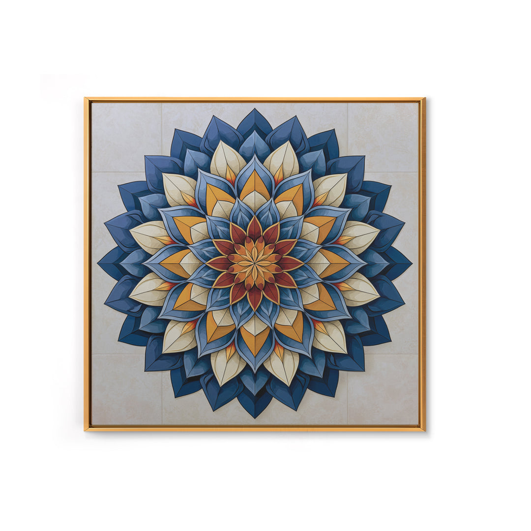 Mandala Lotus with Precise Radial Symmetry Canvas Print, Sacred Geometry Art, Sacred Geometry, Living Room Decor, Geometry, SGA-1x1-26