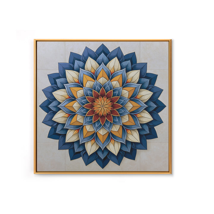 Mandala Lotus with Precise Radial Symmetry Canvas Print, Sacred Geometry Art, Sacred Geometry, Living Room Decor, Geometry, SGA-1x1-26