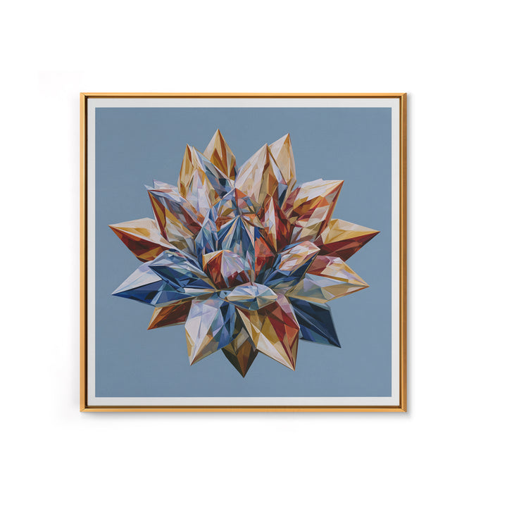 Crystal Lotus Arrangement Framed Canvas Print, Sacred Geometry Art, Living Room Decor, Fine Art, Geometry, Mandala Wall Art, SGA-1x1-44