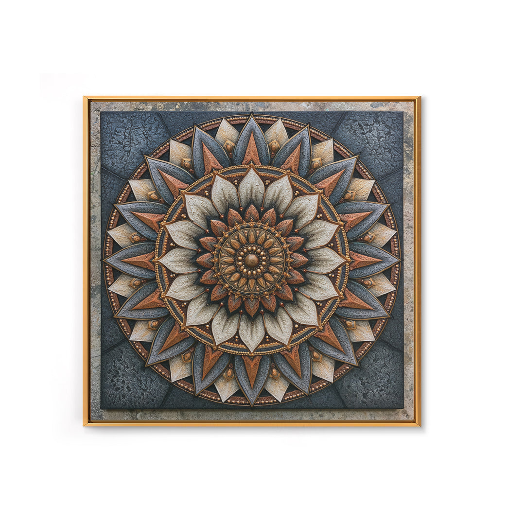 Mandala Lotus with Precise Radial Symmetry Canvas Print, Sacred Geometry Art, Sacred Geometry, Living Room Decor, Geometry, SGA-1x1-50