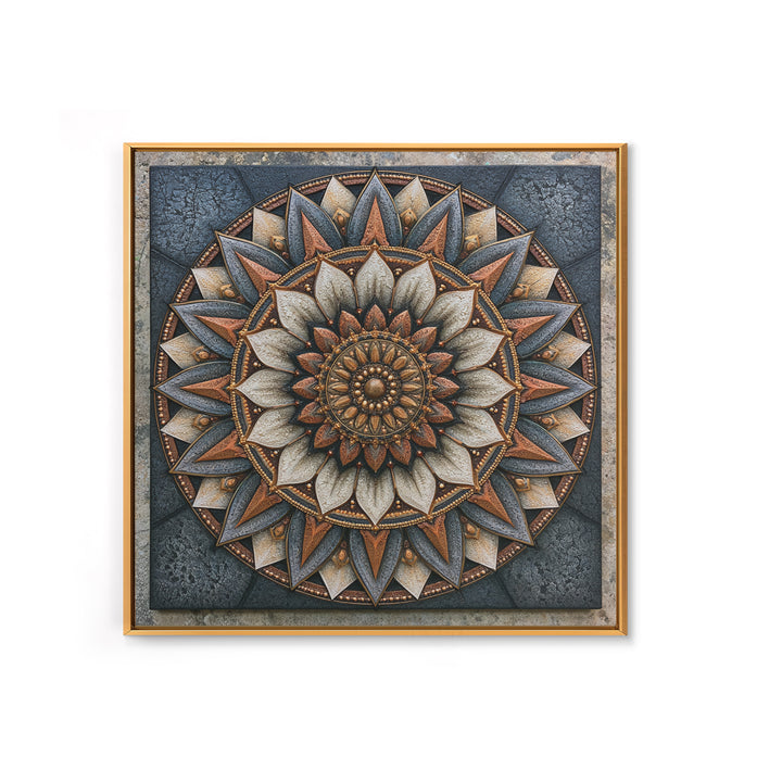 Mandala Lotus with Precise Radial Symmetry Canvas Print, Sacred Geometry Art, Sacred Geometry, Living Room Decor, Geometry, SGA-1x1-50