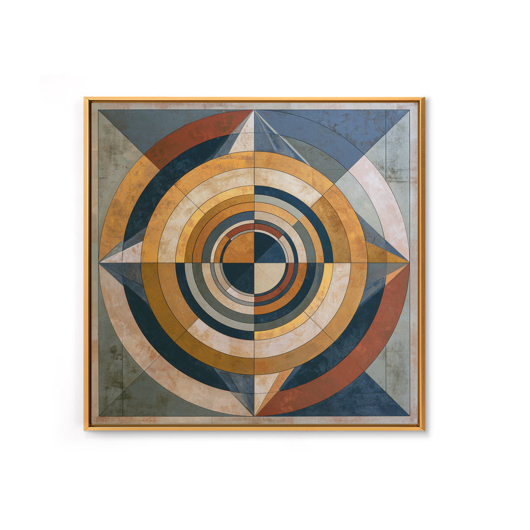 Concentric Circles and Triangles Framed Canvas Print, Sacred Geometry Art, Fine Art Print, Living Room Decor, Abstract Art, SGA-1x1-57