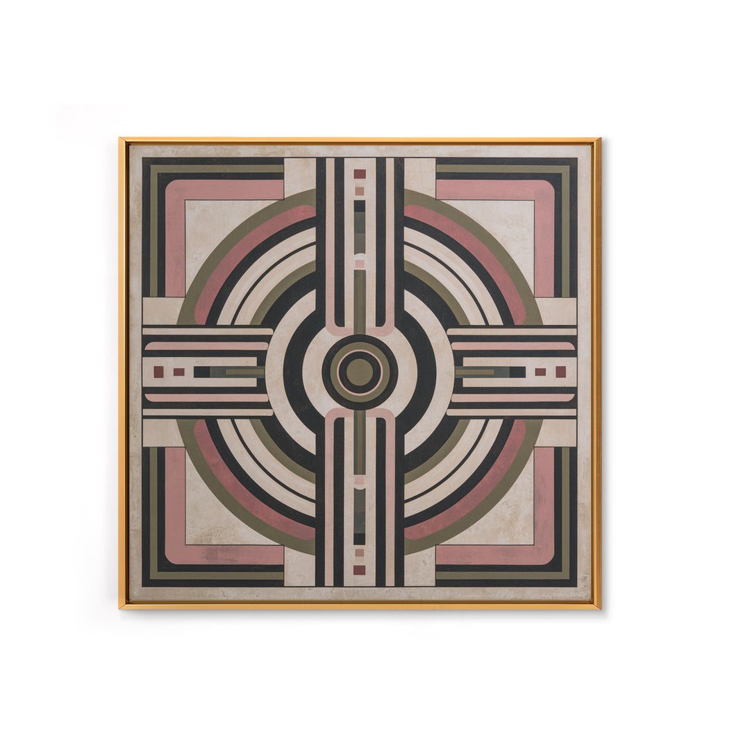 Abstract Temple Plan Made from Sacred Lines Framed Canvas Print, Sacred Geometry Art, Decorations, Living Room Decor, Geometry, SGA-1x1-61
