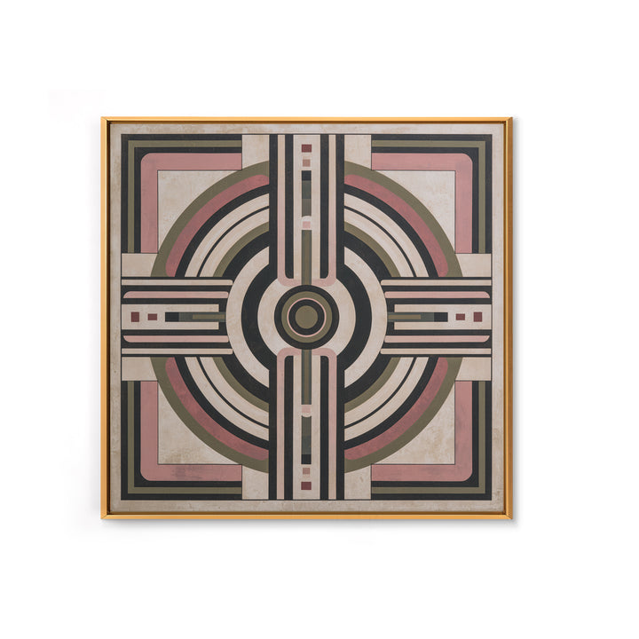 Abstract Temple Plan Made from Sacred Lines Framed Canvas Print, Sacred Geometry Art, Decorations, Living Room Decor, Geometry, SGA-1x1-61
