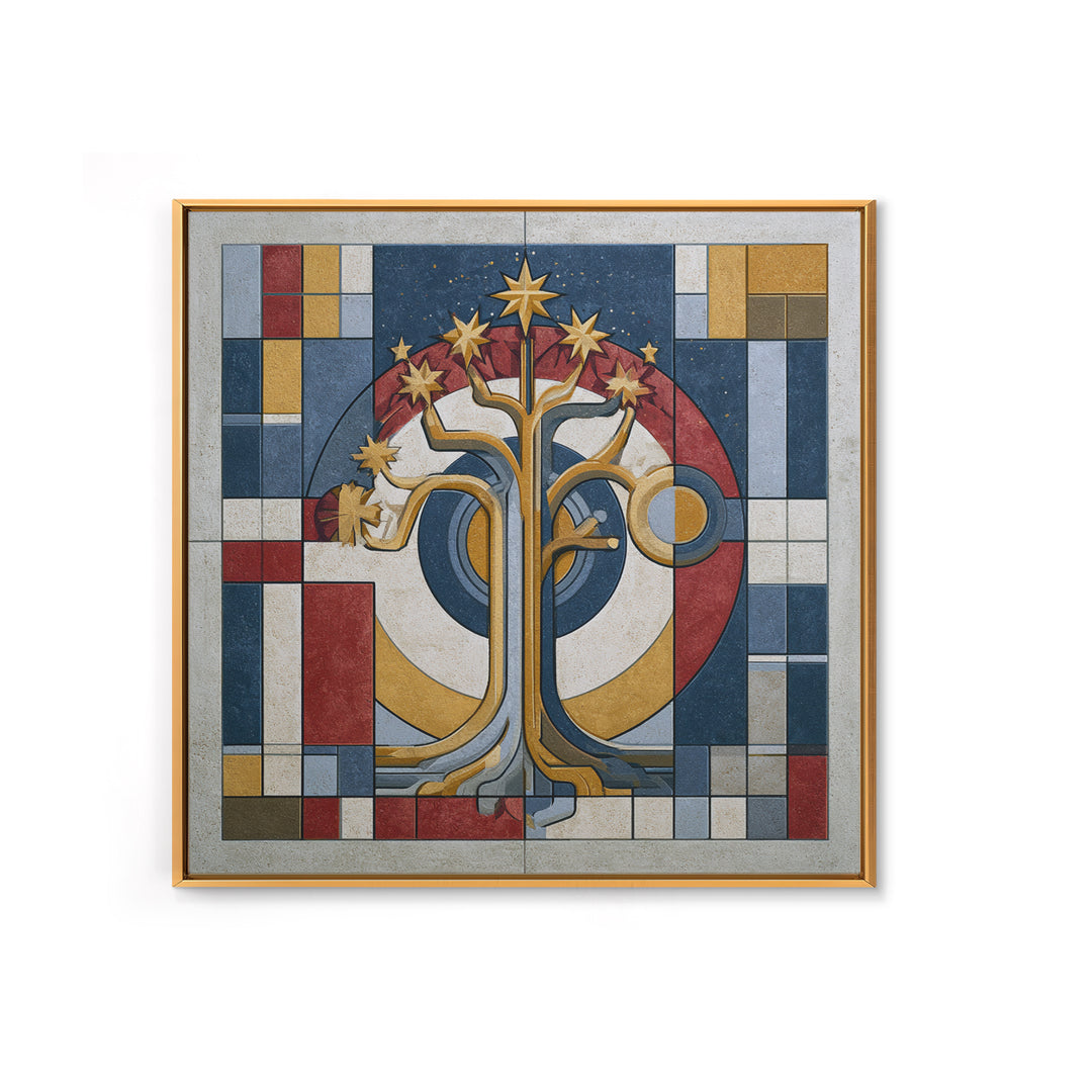 Geometric Tree of Life Framed Canvas Print, Sacred Geometry Art, Decorations, Living Room Decor, Geometry, Minimalist Decor, SGA-1x1-63