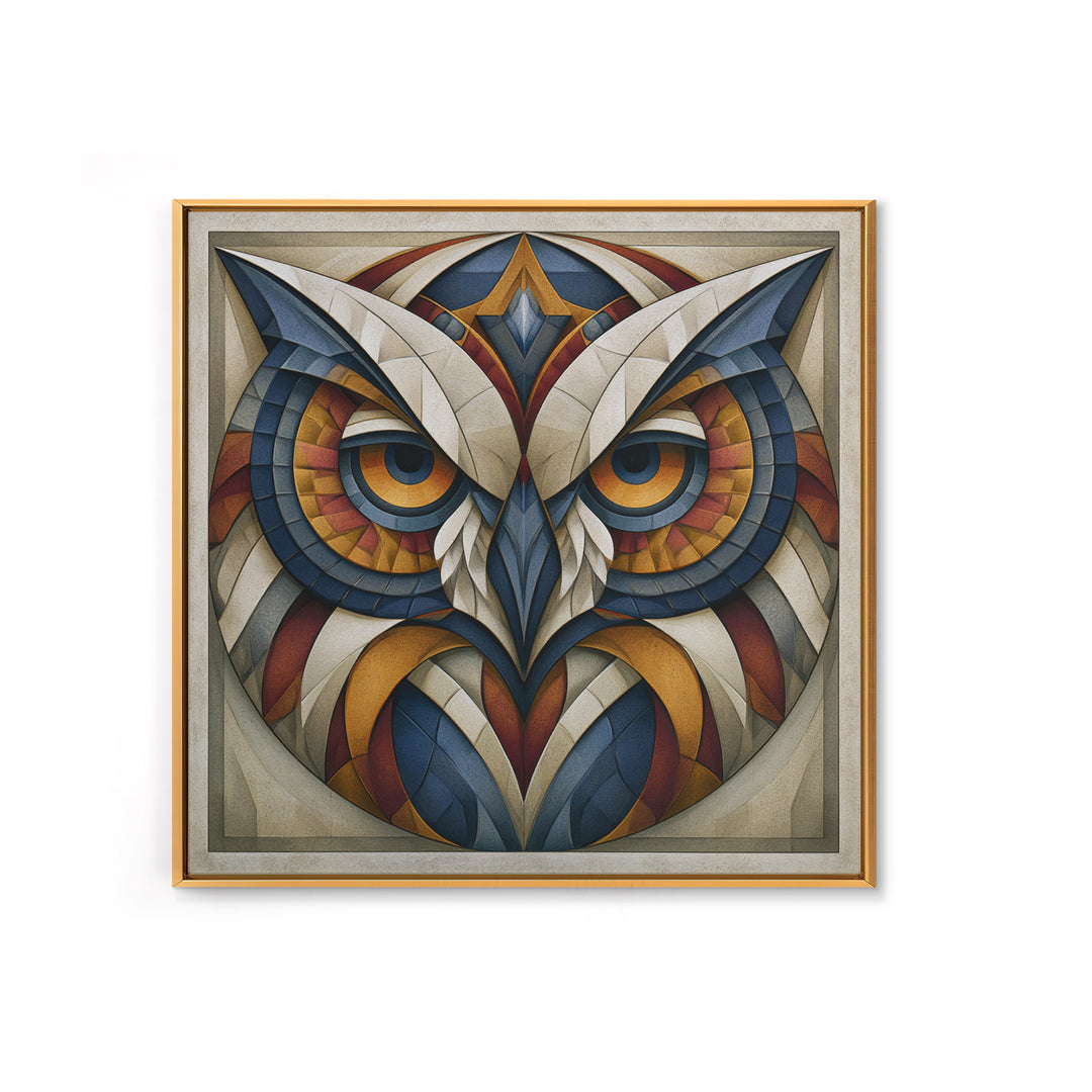 Sacred Owl Formed from Symmetrical Linework Canvas Print, Sacred Geometry Art, Rustic Home Decor, Living Room Decor, Geometry, SGA-1x1-66