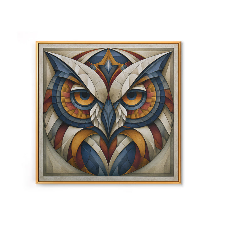 Sacred Owl Formed from Symmetrical Linework Canvas Print, Sacred Geometry Art, Rustic Home Decor, Living Room Decor, Geometry, SGA-1x1-66