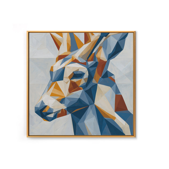 Sacred Deer Formed from Geometric Facets Framed Canvas Print, Sacred Geometry Art, Living Room Decor, Fine Art, Geometry, SGA-1x1-7
