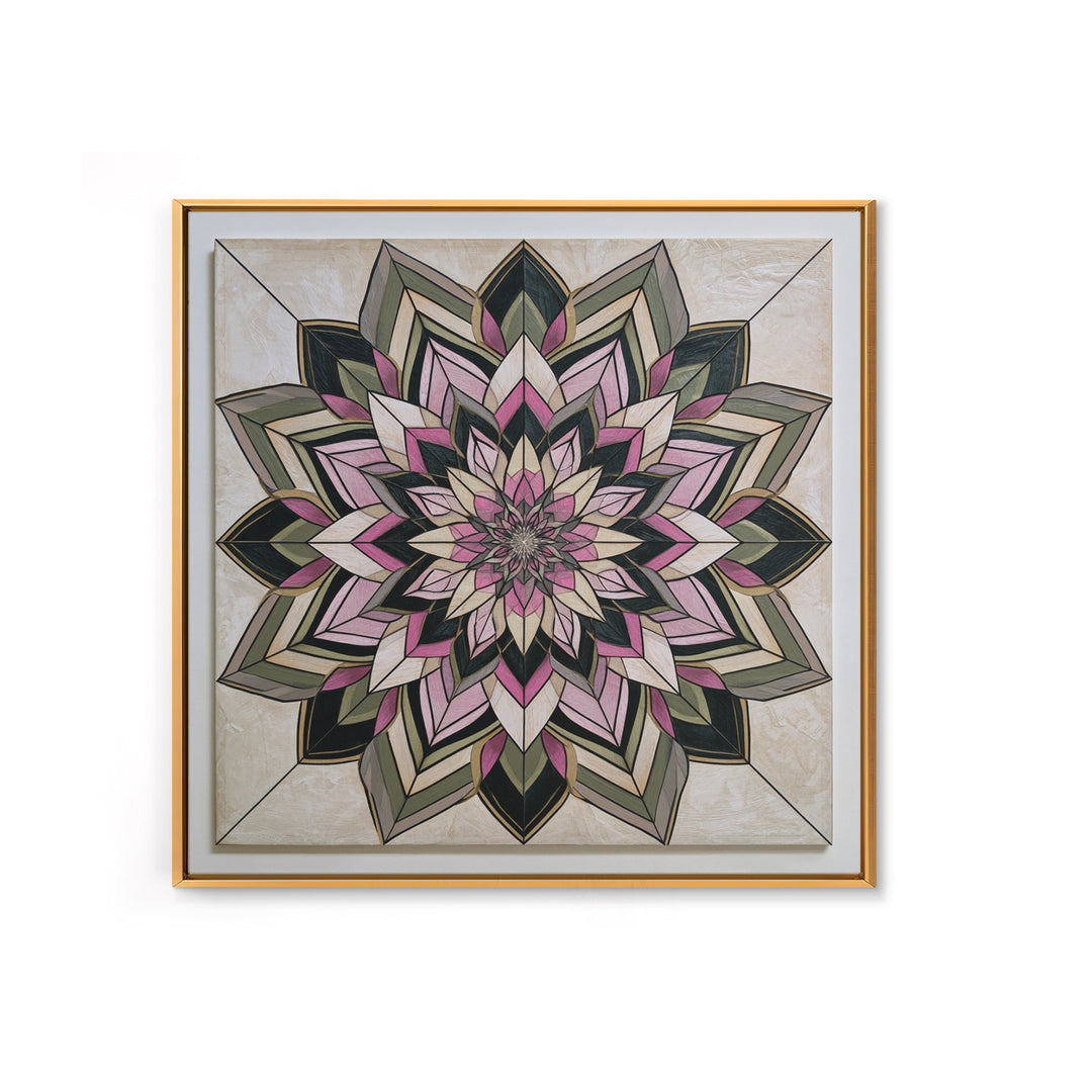 Mandala Lotus with Precise Radial Symmetry Framed Canvas Print, Sacred Geometry Art, Decorations, Living Room Decor, Geometry, SGA-1x1-74