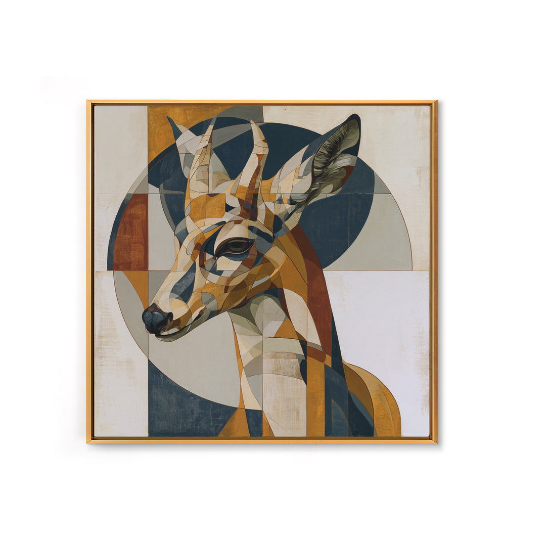 Sacred Deer Formed from Geometric Facets Framed Canvas Print, Sacred Geometry Art, Modern Decor, Living Room Decor, Geometry, SGA-1x1-79
