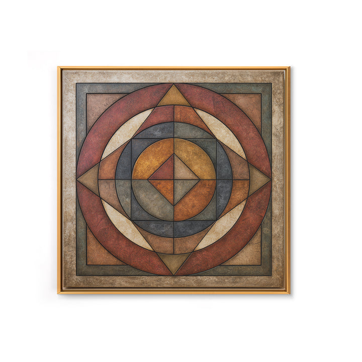 Concentric Circles and Triangles Canvas Print, Sacred Geometry Art, Textured Painting, Living Room Decor, Fine Art, Geometry, SGA-1x1-81