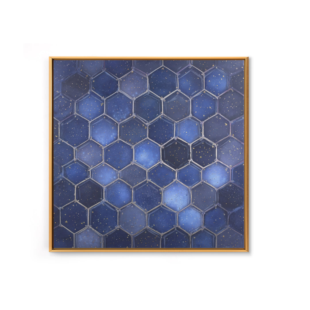 Hexagon Honeycomb Pattern Framed Canvas Print, Sacred Geometry Art, Textured Painting, Living Room Decor, Fine Art, Geometry, SGA-1x1-88