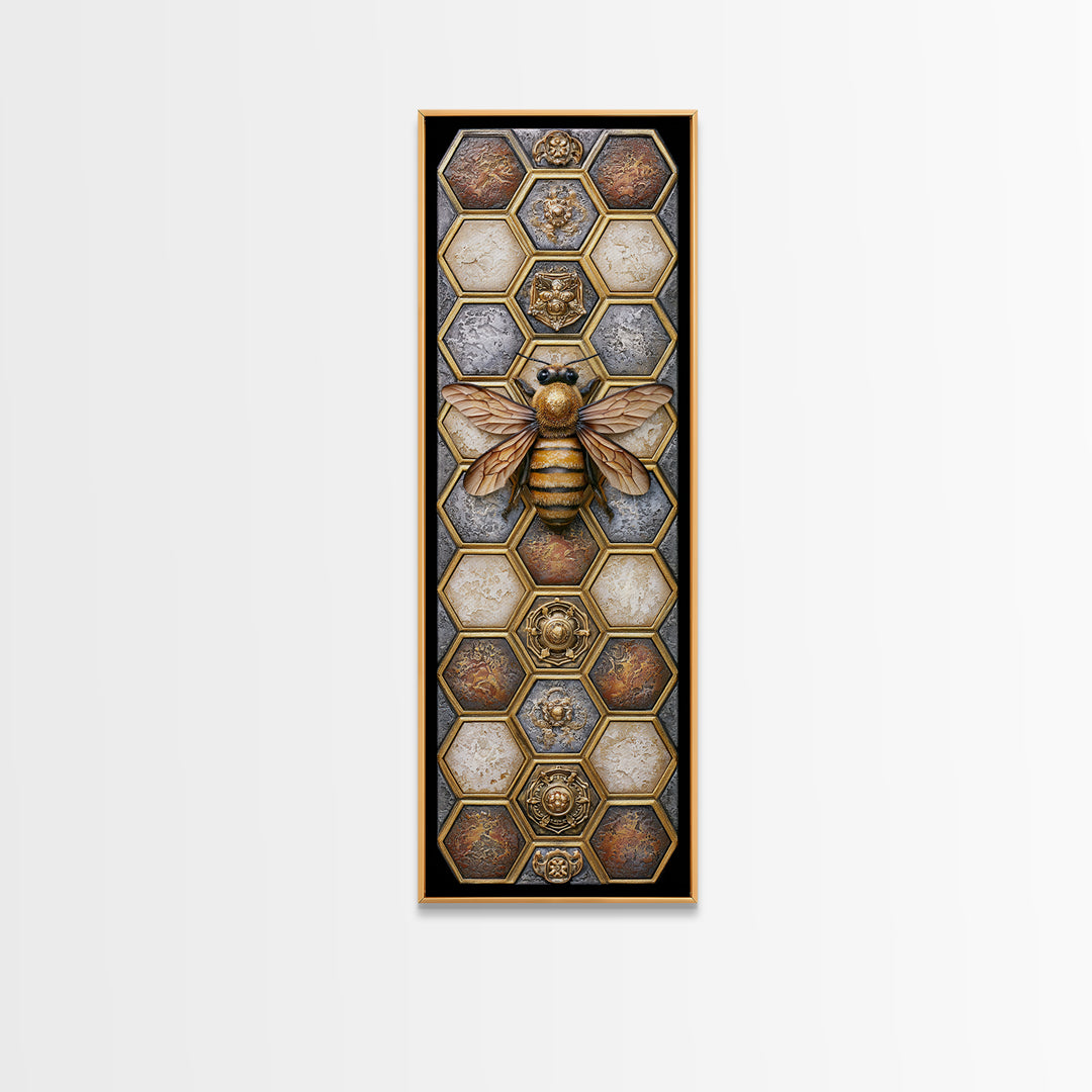 Hexagon Honeycomb Pattern Canvas Print, Sacred Geometry Art, Room Decor, Living Room Decor, Fine Art, Geometry, Large Wall Art, SGA-1x3-28