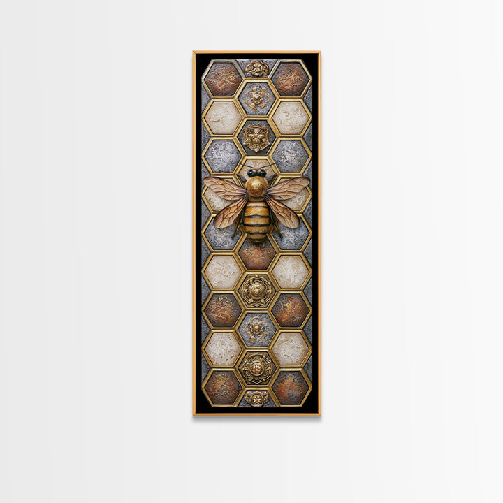 Hexagon Honeycomb Pattern Canvas Print, Sacred Geometry Art, Room Decor, Living Room Decor, Fine Art, Geometry, Large Wall Art, SGA-1x3-28