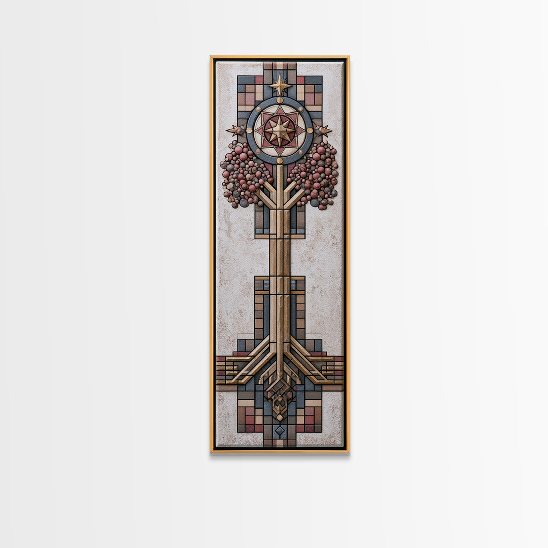 Geometric Tree of Life Framed Canvas Print, Sacred Geometry Art, Minimalist Decor, Living Room Decor, Abstract Art, Geometry, SGA-1x3-3