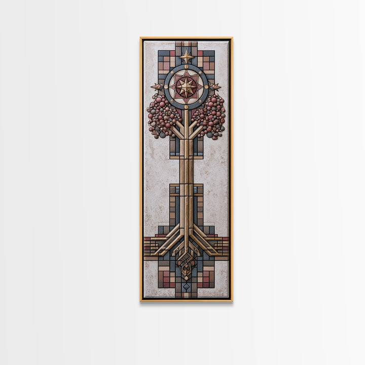 Geometric Tree of Life Framed Canvas Print, Sacred Geometry Art, Minimalist Decor, Living Room Decor, Abstract Art, Geometry, SGA-1x3-3