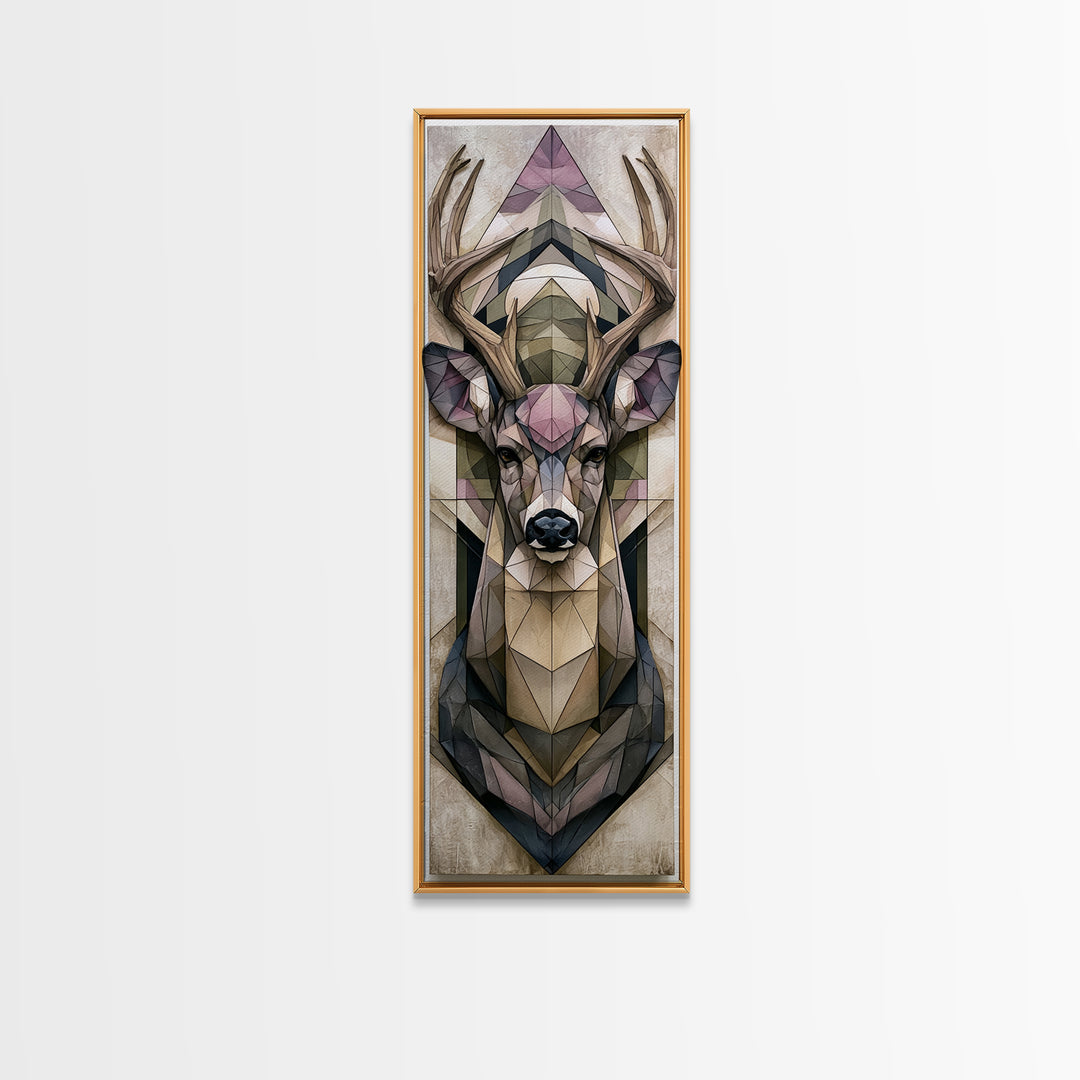 Sacred Deer Formed from Geometric Facets Canvas Print, Sacred Geometry Art, Large Wall Art, Living Room Decor, Geometry, SGA-1x3-43