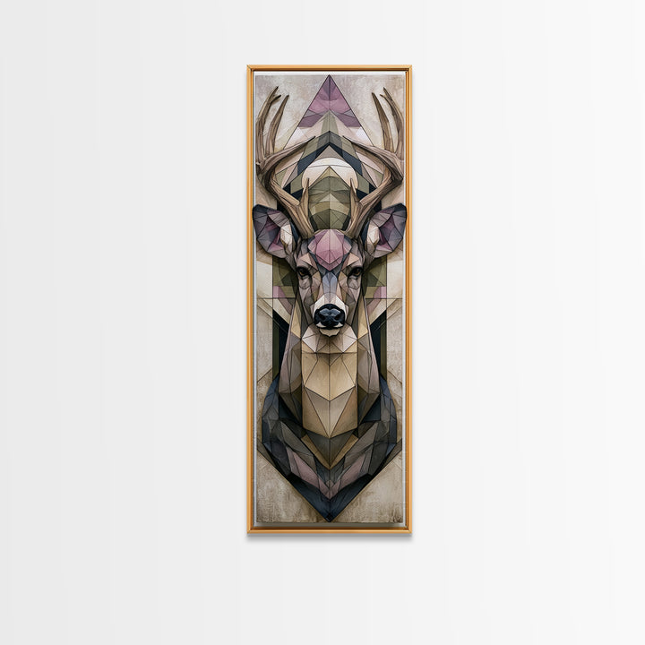 Sacred Deer Formed from Geometric Facets Canvas Print, Sacred Geometry Art, Large Wall Art, Living Room Decor, Geometry, SGA-1x3-43