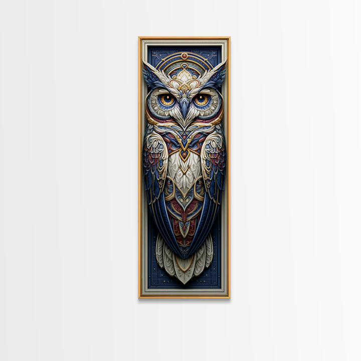 Sacred Owl Formed from Symmetrical Linework Canvas Print, Sacred Geometry Art, Sacred Geometry, Living Room Decor, Geometry, SGA-1x3-54