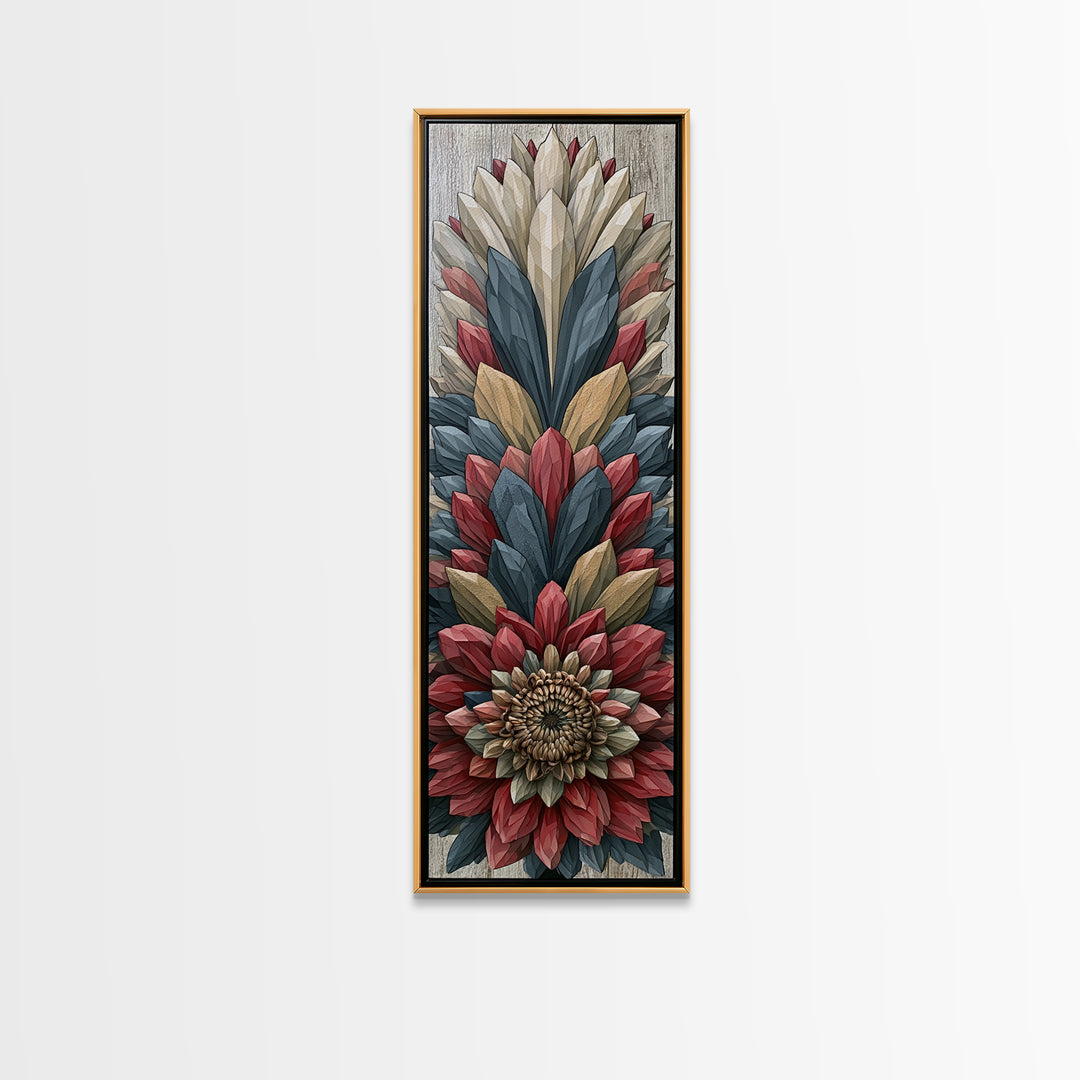 Crystal Lotus Arrangement Canvas Print, Sacred Geometry Art, Large Wall Art, Living Room Decor, Geometry, Geometric Wall Art, SGA-1x3-56