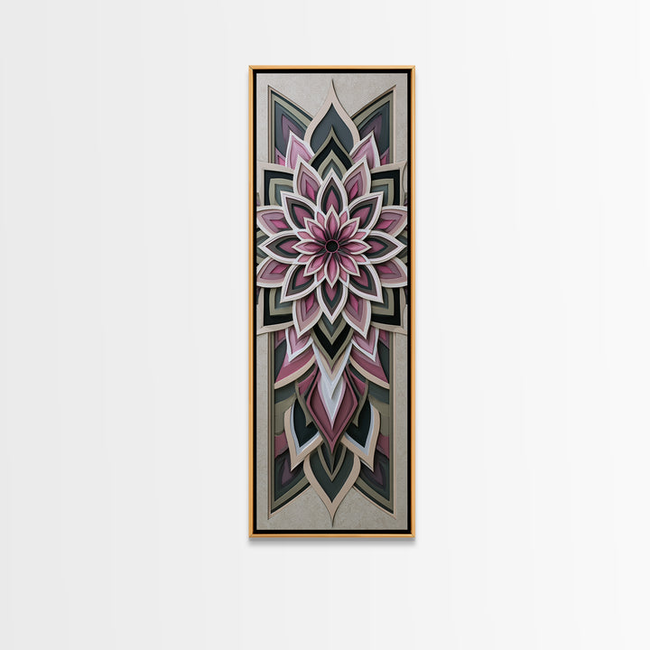 Mandala Lotus with Precise Radial Symmetry Canvas Print, Sacred Geometry Art, Gallery Decor, Living Room Decor, Geometry, SGA-1x3-62