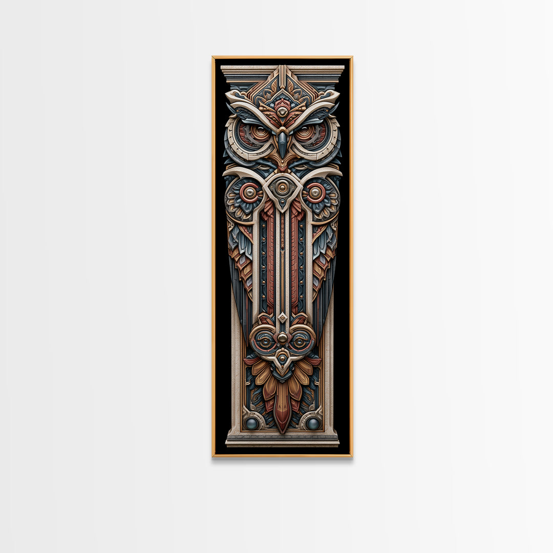 Sacred Owl Formed from Symmetrical Linework Canvas Print, Sacred Geometry Art, Decorations, Living Room Decor, Abstract Art, SGA-1x3-78