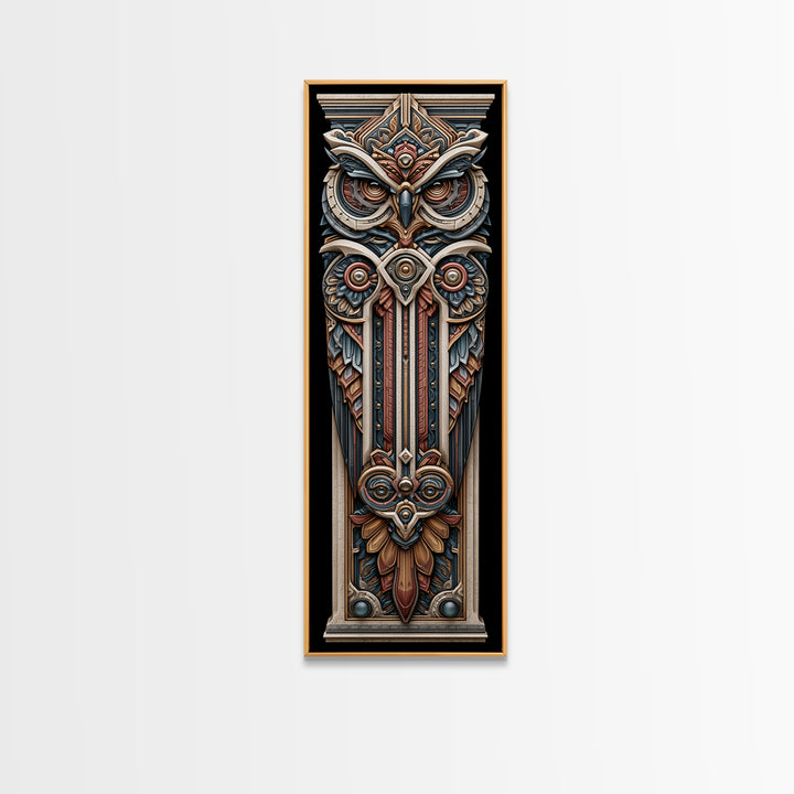 Sacred Owl Formed from Symmetrical Linework Canvas Print, Sacred Geometry Art, Decorations, Living Room Decor, Abstract Art, SGA-1x3-78