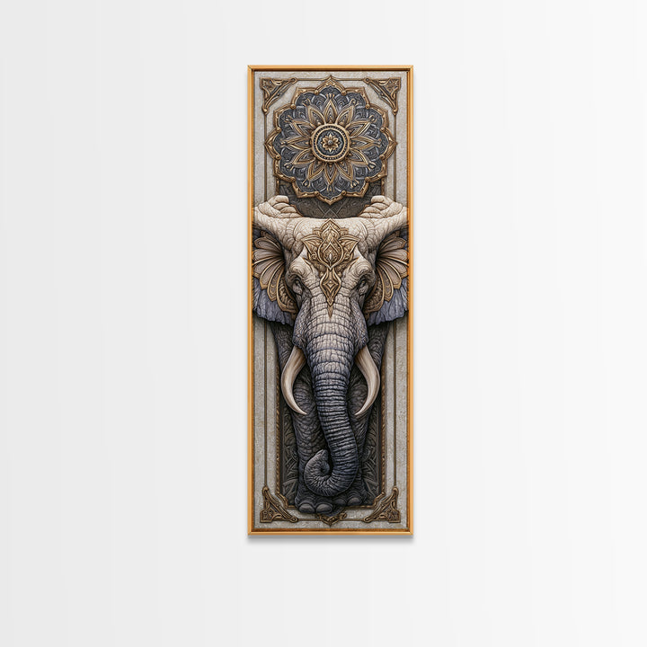 Geometric Elephant with Ornate Mandala Lines Canvas Print, Sacred Geometry Art, Modern Decor, Living Room Decor, Abstract Art, SGA-1x3-94