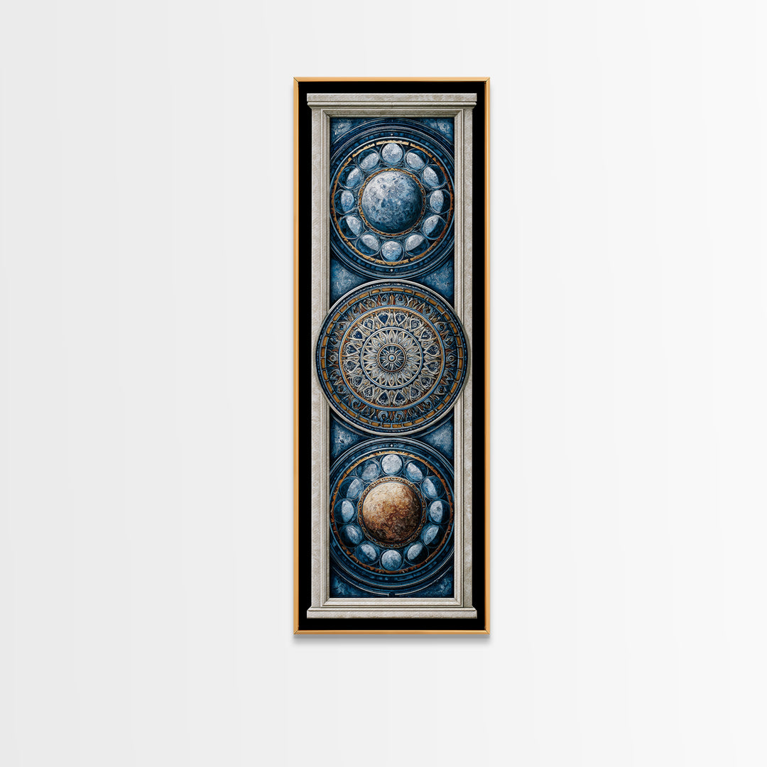 Moon Phase Mandala Canvas Print, Sacred Geometry Art, Fine Art Print, Living Room Decor, Fine Art, Geometry, Digital Art, SGA-1x3-98
