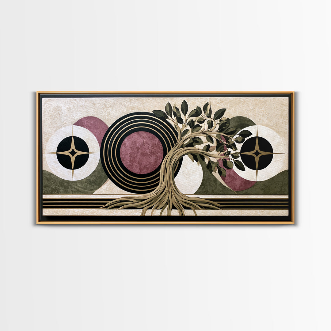 Geometric Tree of Life Framed Canvas Print, Sacred Geometry Art, Digital Download Art, Living Room Decor, Abstract Art, SGA-2x1-11