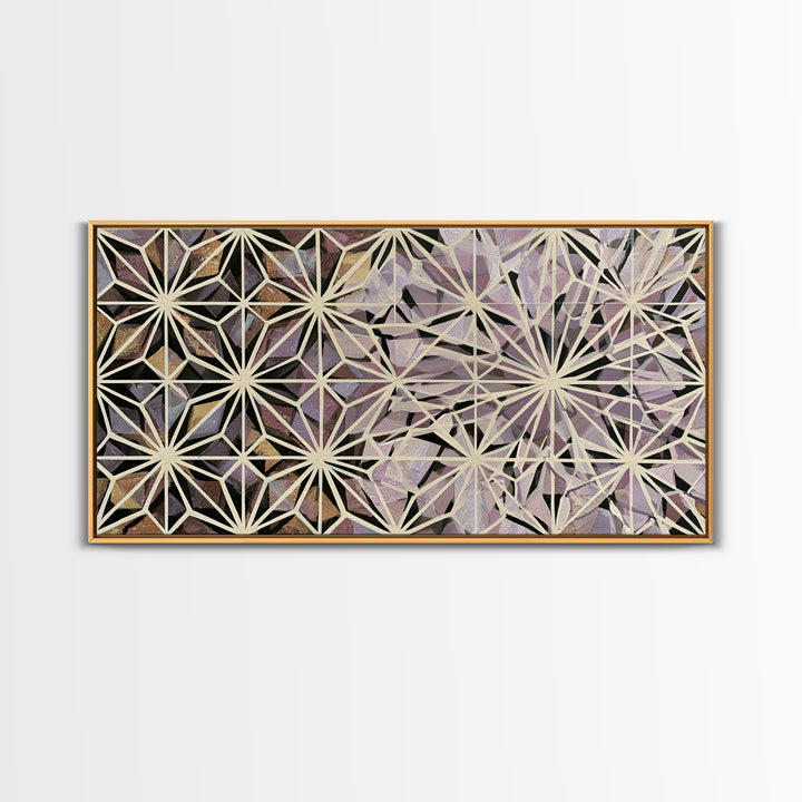 Crystal Grid Pattern Framed Canvas Print, Sacred Geometry Art, Wall Decor, Living Room Decor, Geometry, Boho Wall Decor, SGA-2x1-25