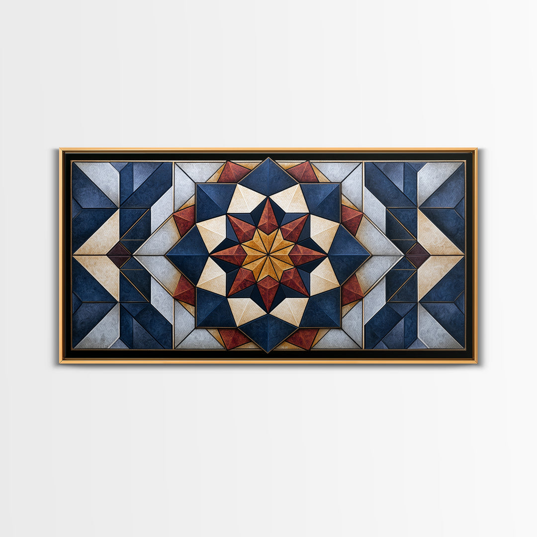Black and Gold Geometric Rosette Canvas Print, Sacred Geometry Art, Contemporary Art, Living Room Decor, Abstract Art, Geometry, SGA-2x1-32