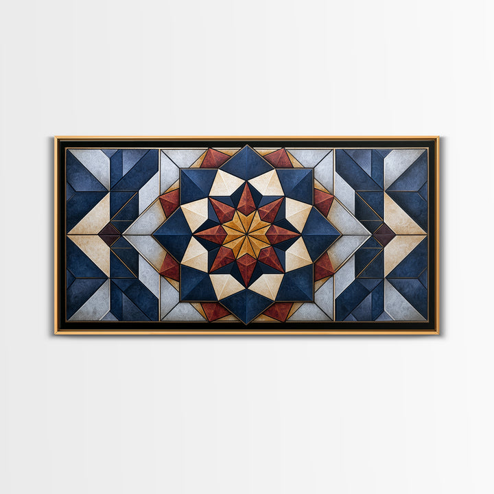 Black and Gold Geometric Rosette Canvas Print, Sacred Geometry Art, Contemporary Art, Living Room Decor, Abstract Art, Geometry, SGA-2x1-32