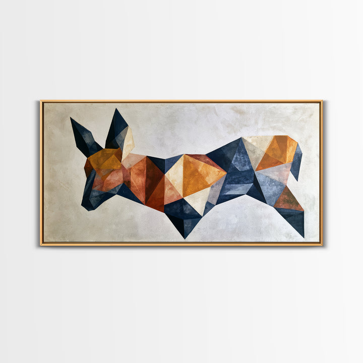 Sacred Deer Formed from Geometric Facets Framed Canvas Print, Sacred Geometry Art, Wall Art Print, Living Room Decor, Geometry, SGA-2x1-51