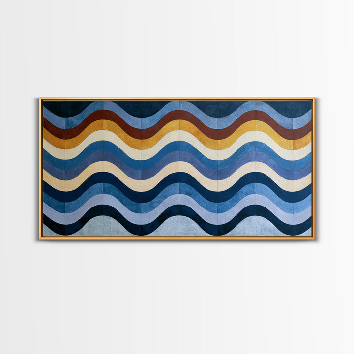 Geometric Wave Pattern Canvas Print, Sacred Geometry Art, Textured Painting, Living Room Decor, Abstract Art, Geometry, SGA-2x1-66