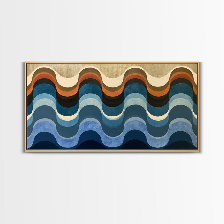 Geometric Wave Pattern Framed Canvas Print, Sacred Geometry Art, Fall Decor, Living Room Decor, Fine Art, Geometry, Boho Decor, SGA-2x1-90