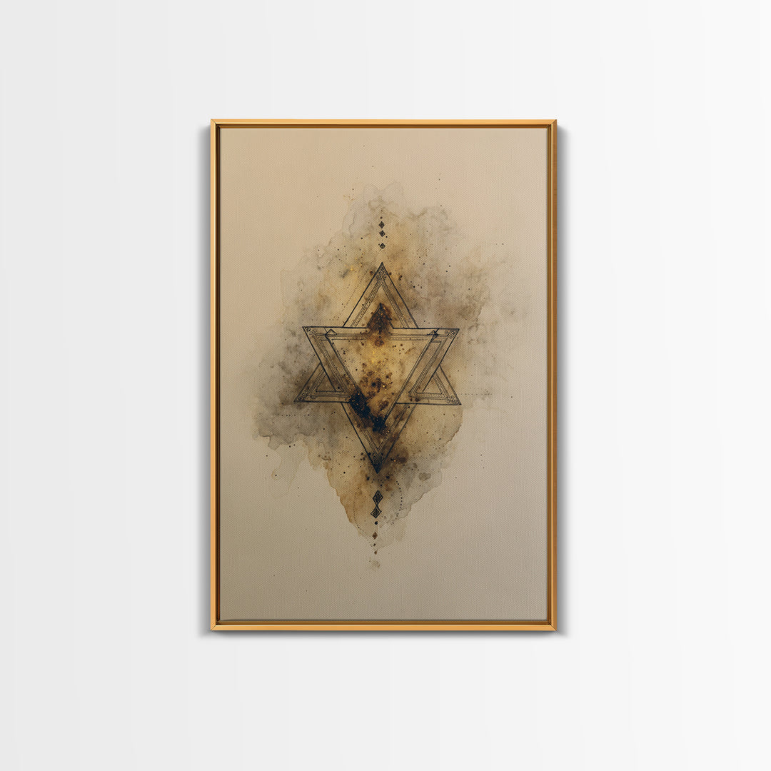 Triangle Mountain Landscape Framed Canvas Print, Sacred Geometry Art, Wall Art, Living Room Decor, Oil Painting, Geometry, SGA-2x3-1