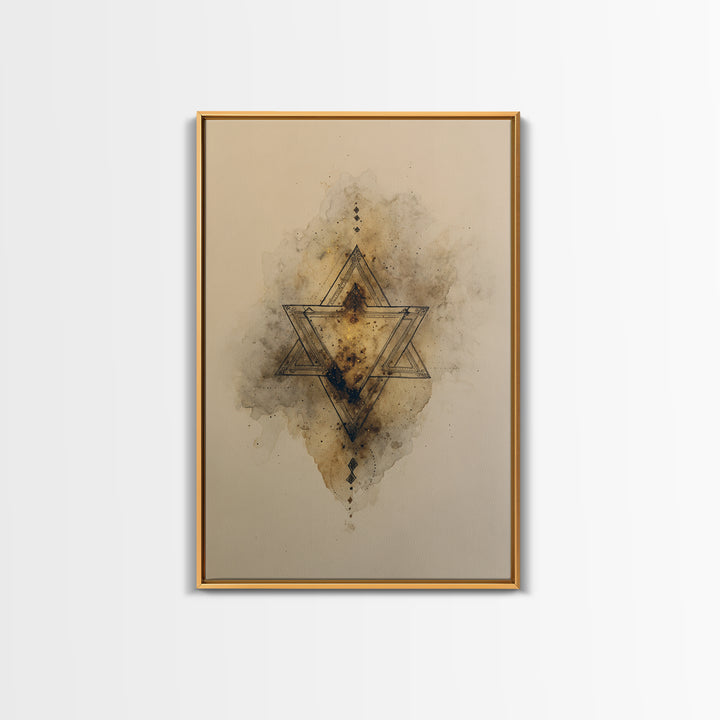 Triangle Mountain Landscape Framed Canvas Print, Sacred Geometry Art, Wall Art, Living Room Decor, Oil Painting, Geometry, SGA-2x3-1