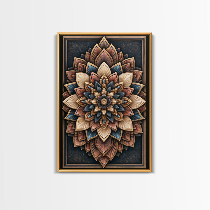 Mandala Lotus with Precise Radial Symmetry Canvas Print, Sacred Geometry Art, Luxury Decor, Living Room Decor, Geometry, SGA-2x3-10