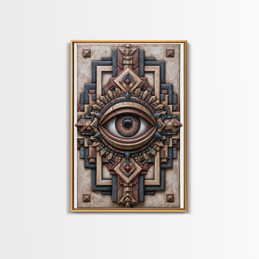 Cosmic Eye Inside Geometric Frame Framed Canvas Print, Sacred Geometry Art, Zen Home Decor, Living Room Decor, Abstract Art, SGA-2x3-3