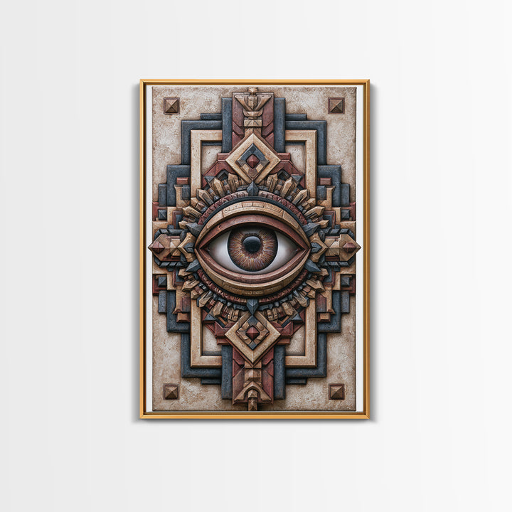 Cosmic Eye Inside Geometric Frame Framed Canvas Print, Sacred Geometry Art, Zen Home Decor, Living Room Decor, Abstract Art, SGA-2x3-3